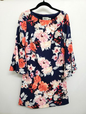Eliza J. Blue Floral Bell Sleeve Sheath Dress Sz 4