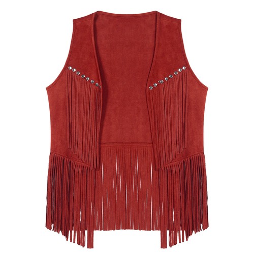 Gilet cowboy uomo nappa rivetti frange gilet giacca western costume rock - Foto 41 di 53