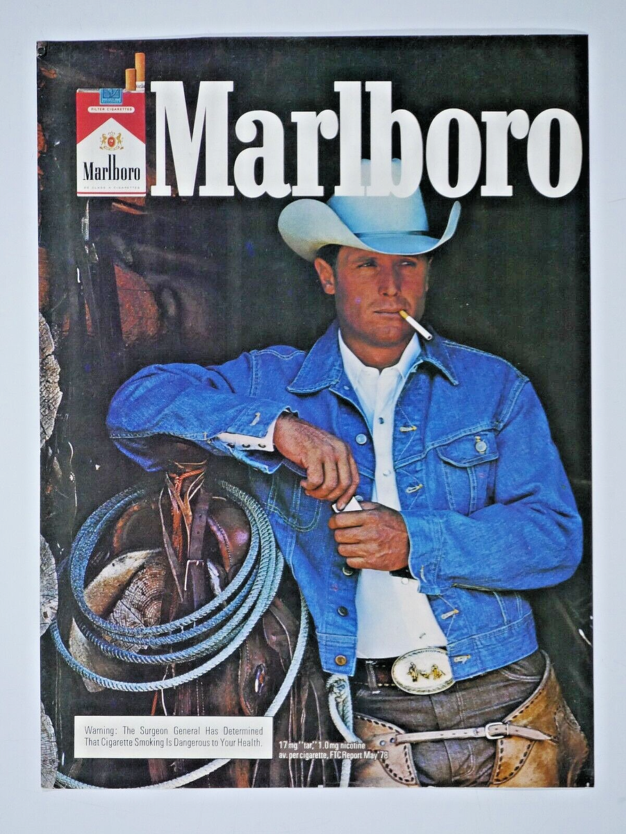 Marlboro Cowboy Denim Jacket Vintage 1978 Original Print Ad | eBay