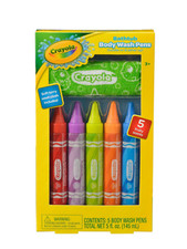 Crayola 6-PC SET Bathtub Body Wash Pens  Soft Terry Wash Cloth 5 Fruity Scents