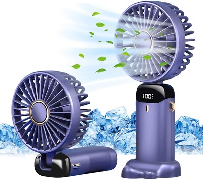 JANREAY Mini ventilateur portatif USB de bureau petit ventilateur de table avec 5 vitesses et batterie USB 3000mAh, ventilateur électrique pliable pour voyage, bureau, maison (bleu) N15 JANREAY Mini ventilateur portatif USB de bureau petit ventilateur de table avec 5 vitesses et batterie USB 3000mAh, ventilateur électrique pliable pour voyage, bureau, maison (bleu) N15