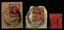 Aden Yemen Somaliland PAQUEBOT ADEN cancelations used on 2 pieces on GB stamps o