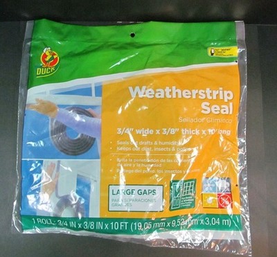 Duck Weatherstrip Seal Self Adhesive Foam White 1 Roll 3/4'' x 3/8'' x 10Ft.