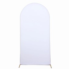 White Spandex Wedding Arch Backdrop Cover -Chiara Round Top 2.6 X 6FT Stretch