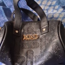 XOXO Black Logo Embossed Satchel Top Handle Zip Bag Detachable Strap
