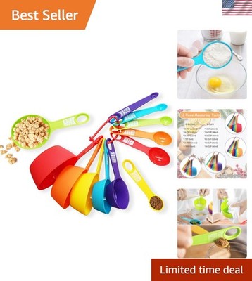 12 Piece Measuring Cups and Spoons Set, Colored Kitchen Measure Tools, Durabl...