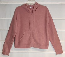 Old Navy Pink Cotton Blend Zip Front Hooded LS Sweatshirt Medium EC