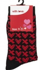 VALENTINES SCOKS Men's Hearts and Kisses Black