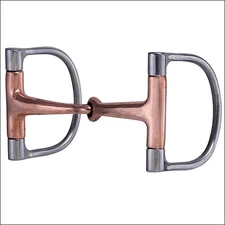 97AI Hilason Stainless Steel Horse Dee Bit 5 Inch Copper Snaffle Mouth