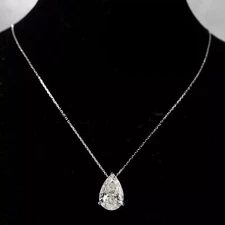 Certified 4.60Ct Pear Shape White Diamond Solitaire Pendant In 14k White Gold