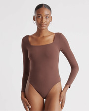 QUINCE Second Skin Square Neck Long Sleeve Bodysuit