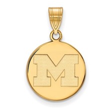 10k Gold LogoArt University of Michigan Letter M Medium Disc Pendant