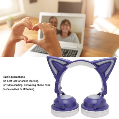 Cat Ear Bluetooth Headset Stereo Cute High Sensitivity Built In Mic Adjusta XSDM