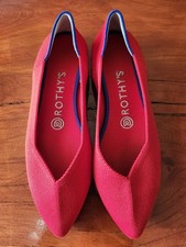 Rothy's The Point Flat Red Slip On Washable Shoe Made In USA Ballet SZ 8