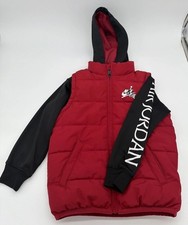 Nike Air Jordan Jumpman Boys Red  Black 2fer Puffer Jacket Sz Youth 5 4-5 Yrs 