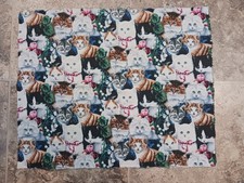 Cats Assorted 100 Cotton Fabric Remnant 17" X 21"