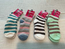 4 Pairs Ladies Fuzzy Slipper Socks  Super Soft Cozy Gift Set  Winter Warm NEW