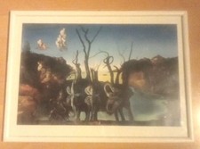 Produktbild - Salvador Dalí - Schwäne spiegeln Elefanten - Wandbild gerahmt 38x50cm