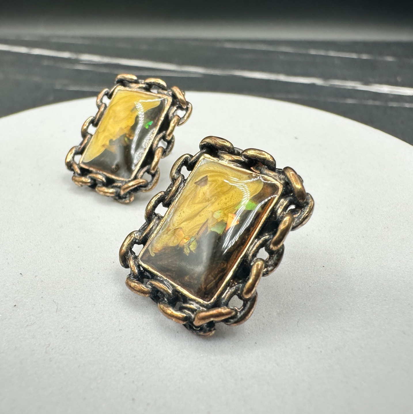 Vintage Chain-link border Frame Rectangular Resin… - image 4