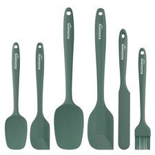 Silicone Spatula Set, 6 Pieces Food Grade Kitchen Utensils with Silicone Brus...