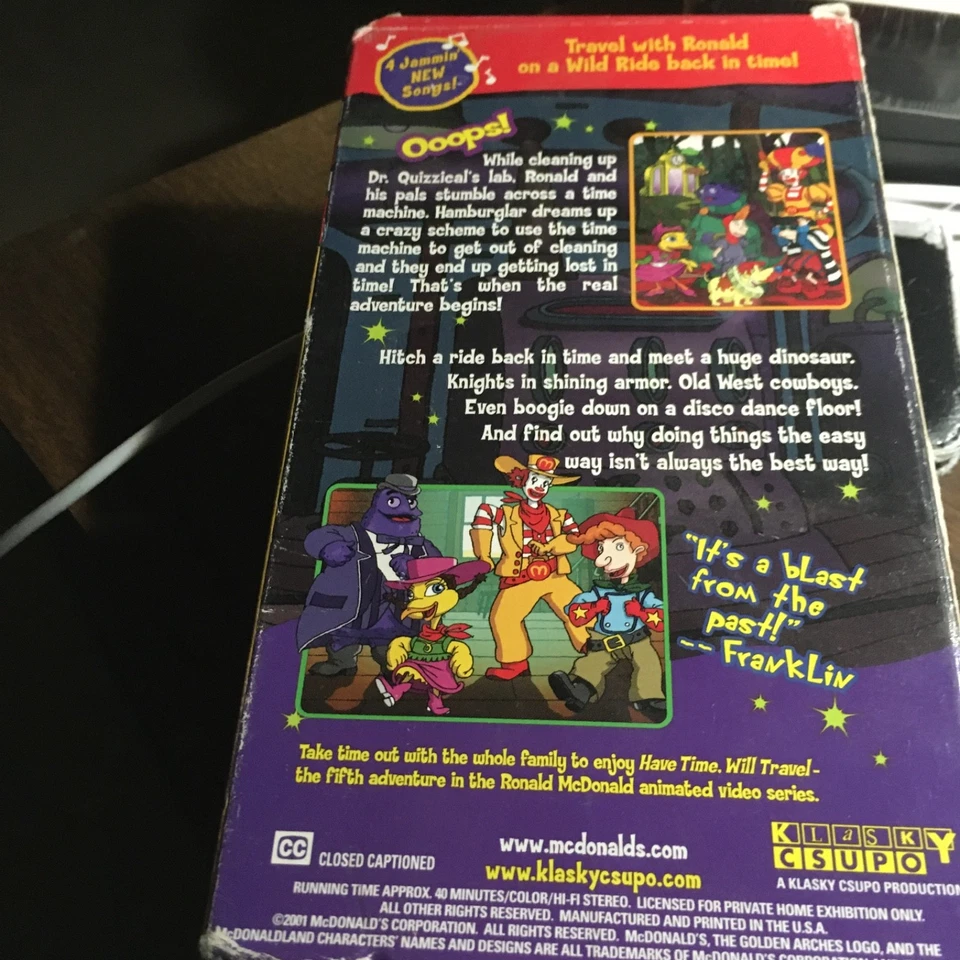 The Wacky Adventures of Ronald McDonald Vol 5:  Have Time Will Travel VHS [2001] - Image 2 of 2