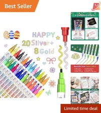 Glitter Markers Paint Pens 28 Pack Metallic Shimmer Arts Crafts Supplies
