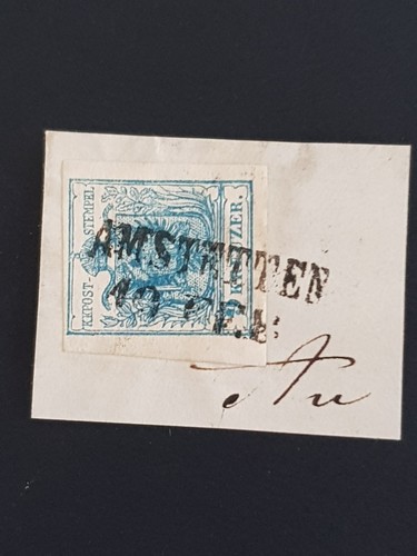 AMSTETTEN, Müller 72 b, Briefstück mit 9 Kreuzer blau, Ausgabe 1850/1854,