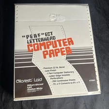 Perfect Letter VTG Computer Paper 250 Cont. Sheets 9.5 X 11 White dot matrix