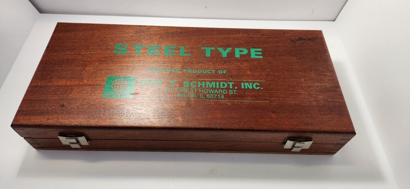 outstanding Vintage Geo Schmidt Steel Type Press Metal Marking box only