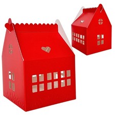 Red 30 Pcs Cottage House Shaped Gift Boxes with Embossing for Treats, Dessert...
