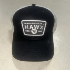 Hawx Brand Graphic Black White Mesh Cap Trucker Hat One Size Snapback Work Gear