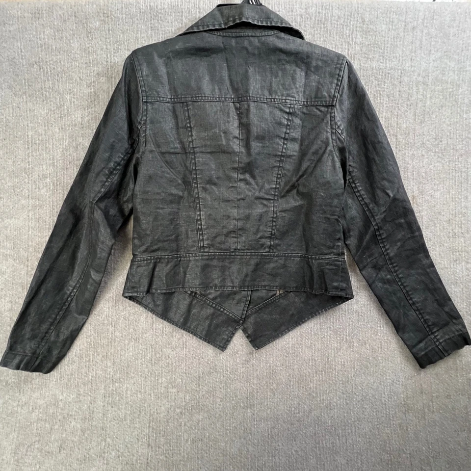 Cabi Style 901 Linen Blend Gray Moto Jacket Biker Asymmetrical Women's Medium - Image 2 of 4