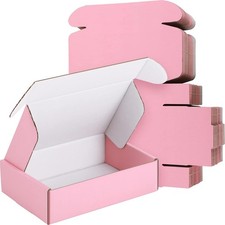 50 Packs Shipping Boxes, 9 x 6 x 2.36 Inches, Cardboard, Pink