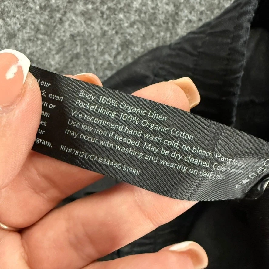 Pantalones Cortos Eileen Fisher Negros Lino Orgánico Cintura Elástica XL TG Foto 4 de 4