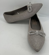Skechers Cleo Tan Sparkles Stretch Fit Bow Ballet Slip On 158613 Women s Size 8