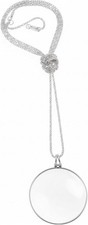1 PC Sliver Vintage 5 X Magnifier Monocle Glass Necklace, Silver