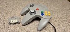 Nintendo 64 Controller Gray + Controller Pak Memory Card OEM TIGHT STICK