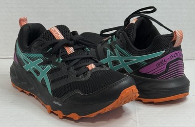 Asics Gel-Sonoma 6 Black Teal Orange 1012A922 Trail Running Shoes Women's Sz 8.5