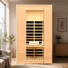 For 2 Persons Indoor Sauna Cabinet Canadian Hemlock Wood Far Infrared 140F 1500W