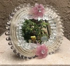 VINTAGE MURANO GLASS FRAMED & FLOWERS PERSONAL VANITY MIRROR W/LABEL