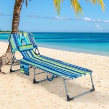 Moccha Folding Tanning Chair, Beach Lounger with Face Hole, 5-Position Adjust...