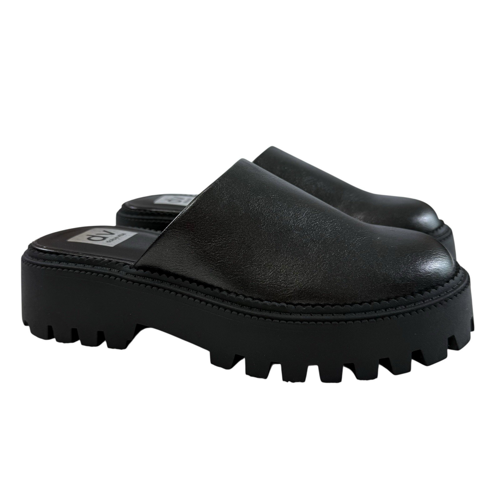 SAOLA Zoccoli DV by Dolce Vita Lexy Lug Sole Mule Nero Lucido Donna Taglia 7M