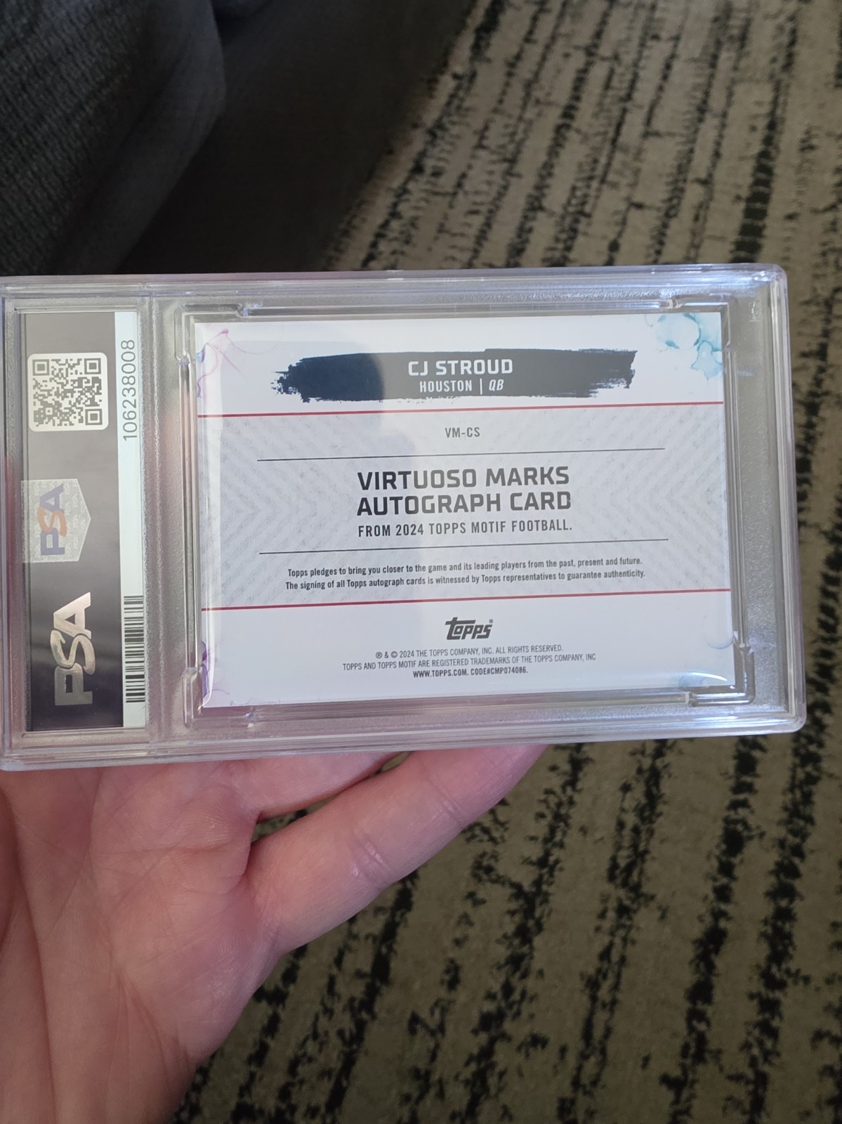 PSA 10: 2023 Topps Motif CJ Stroud Virtuoso Marks (On Card Auto) Rookie /99 view 2