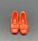 Barbie Francie Doll Shoes Orange Bow Squishy Low Heel Pumps Japan 1960s Vintage