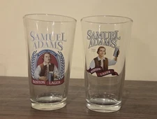 Set of 2 Samuel Adams American Boston Lager Brewer Patriot Pint Beer Glasses USA