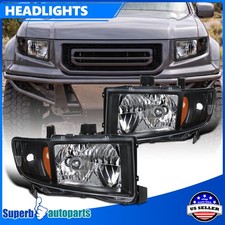 Black Headlights For 2006-2014 Honda Ridgeline Head Lamps Assembly 06-14 Pair Black Headlights For 2006-2014 Honda Ridgeline Head Lamps Assembly 06-14 Pair