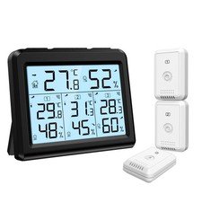 Indoor Outdoor Thermometer, Temperature Humidity Monitor with 3 Wireless Sens...