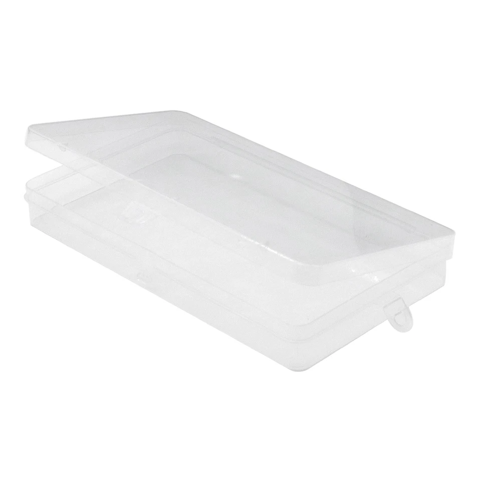 Clear Plastic Storage Container Box Hinged Lid DIY Arts Crafts Markers Pens Case - Image 3 of 4