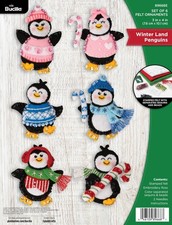 Bucilla Winter Land Penguins Felt Ornament Kit 6 Holiday Decor Crafts