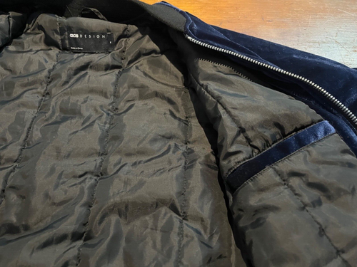 ASOS Design Men's Blue Velvet Bomber Jacket Size M - Picture 13 of 17